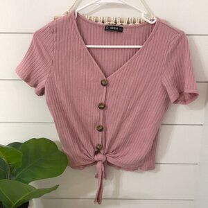 cute tie pink tee